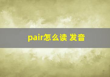 pair怎么读 发音